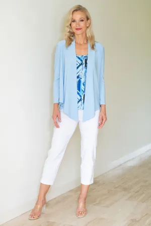 5064 Short Drape Cardi - Blue