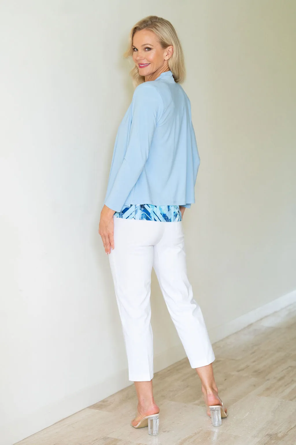 5064 Short Drape Cardi - Blue