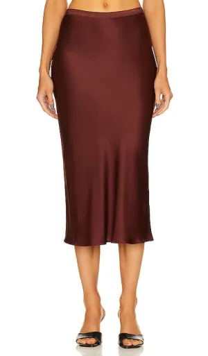 ANINE BING Bar Silk Skirt in Burgundy