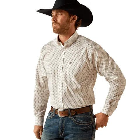 Ariat Men's Wrinkle Free Izzy Classic Fit White Long Sleeve Shirt