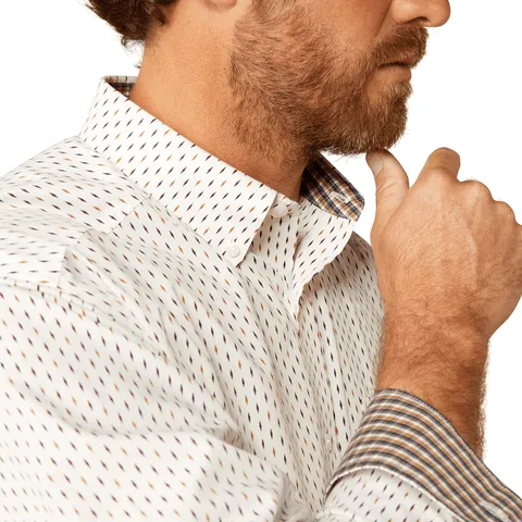 Ariat Men's Wrinkle Free Izzy Classic Fit White Long Sleeve Shirt