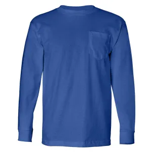 Bayside Men's Royal Blue USA-Made Long Sleeve T-Shirt with Pocket