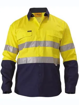 Bisley Hi Vis 2 Tone Taped Long Sleeve Drill Shirt BT6456