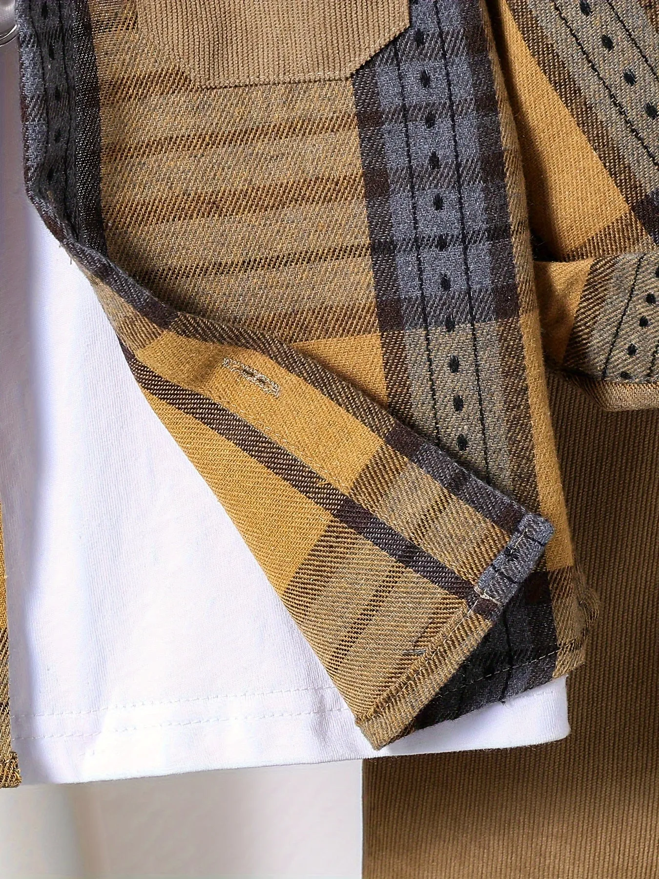 Boys' Stylish Plaid Hooded Shirt & Pants Set