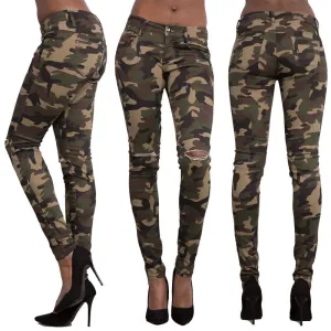 Camouflage Holes Slim-Fit Skinny Pocket Pants