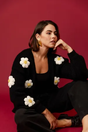 CARLOTTA Black Floral Cardigan
