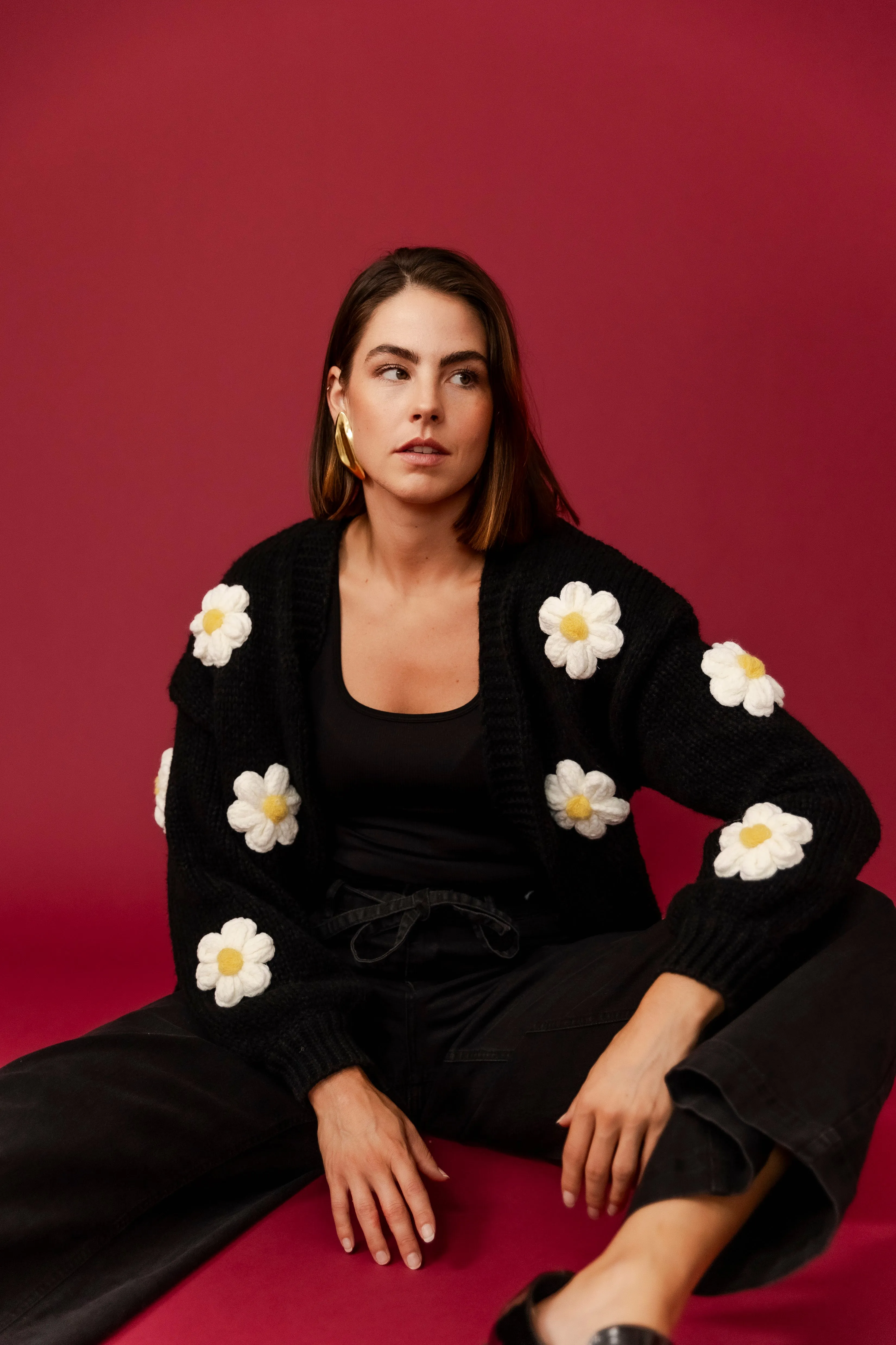 CARLOTTA Black Floral Cardigan
