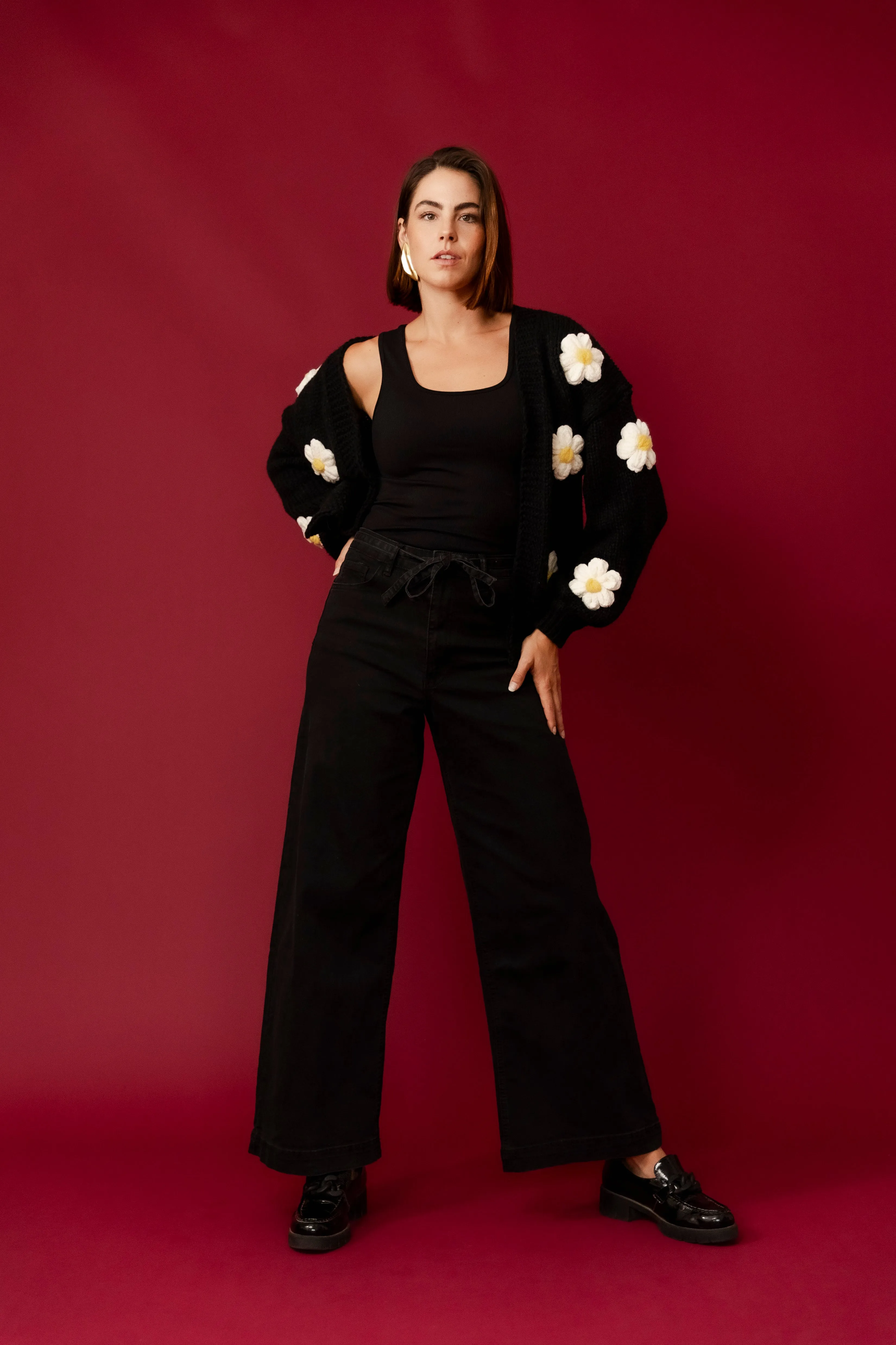 CARLOTTA Black Floral Cardigan
