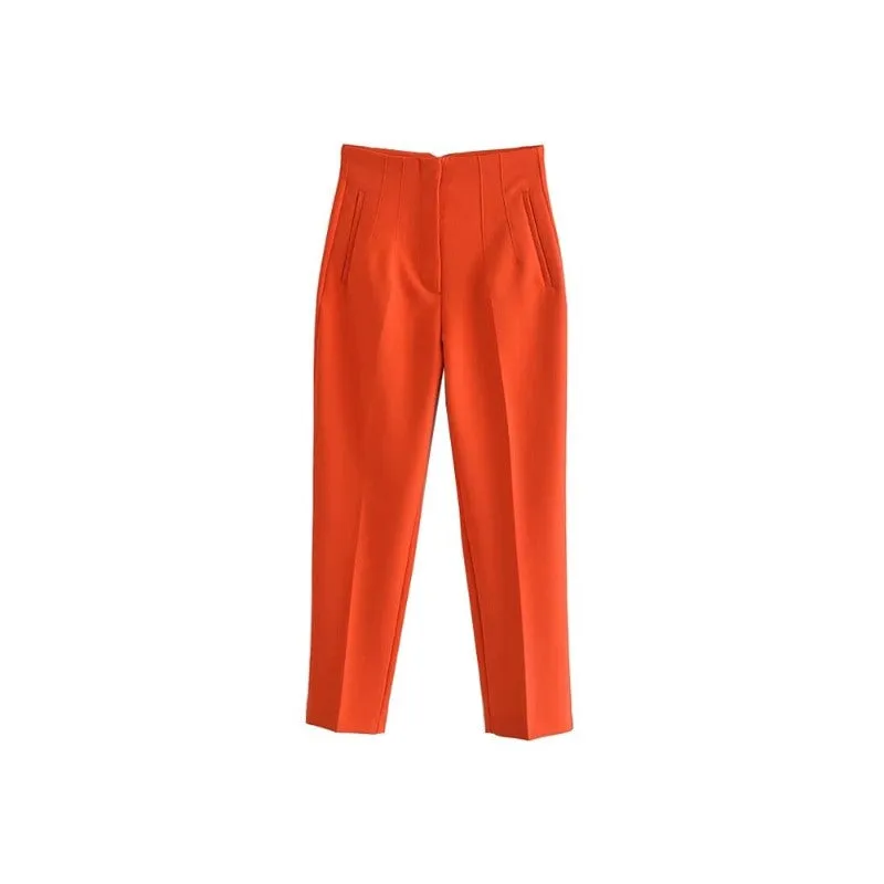 Casual Stylish Solid Color Office Wear Pants