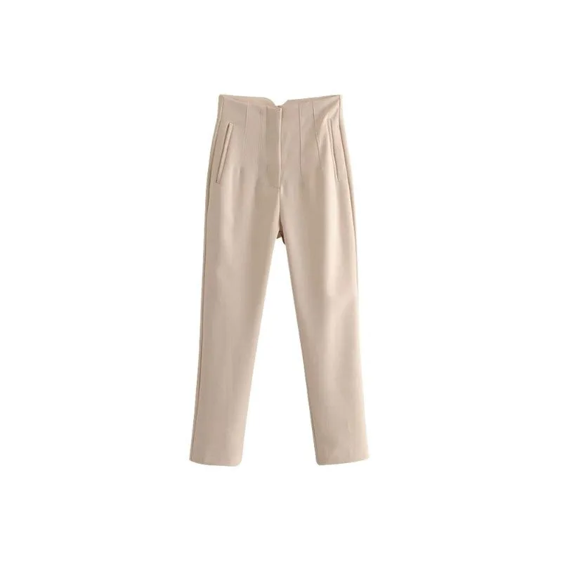 Casual Stylish Solid Color Office Wear Pants