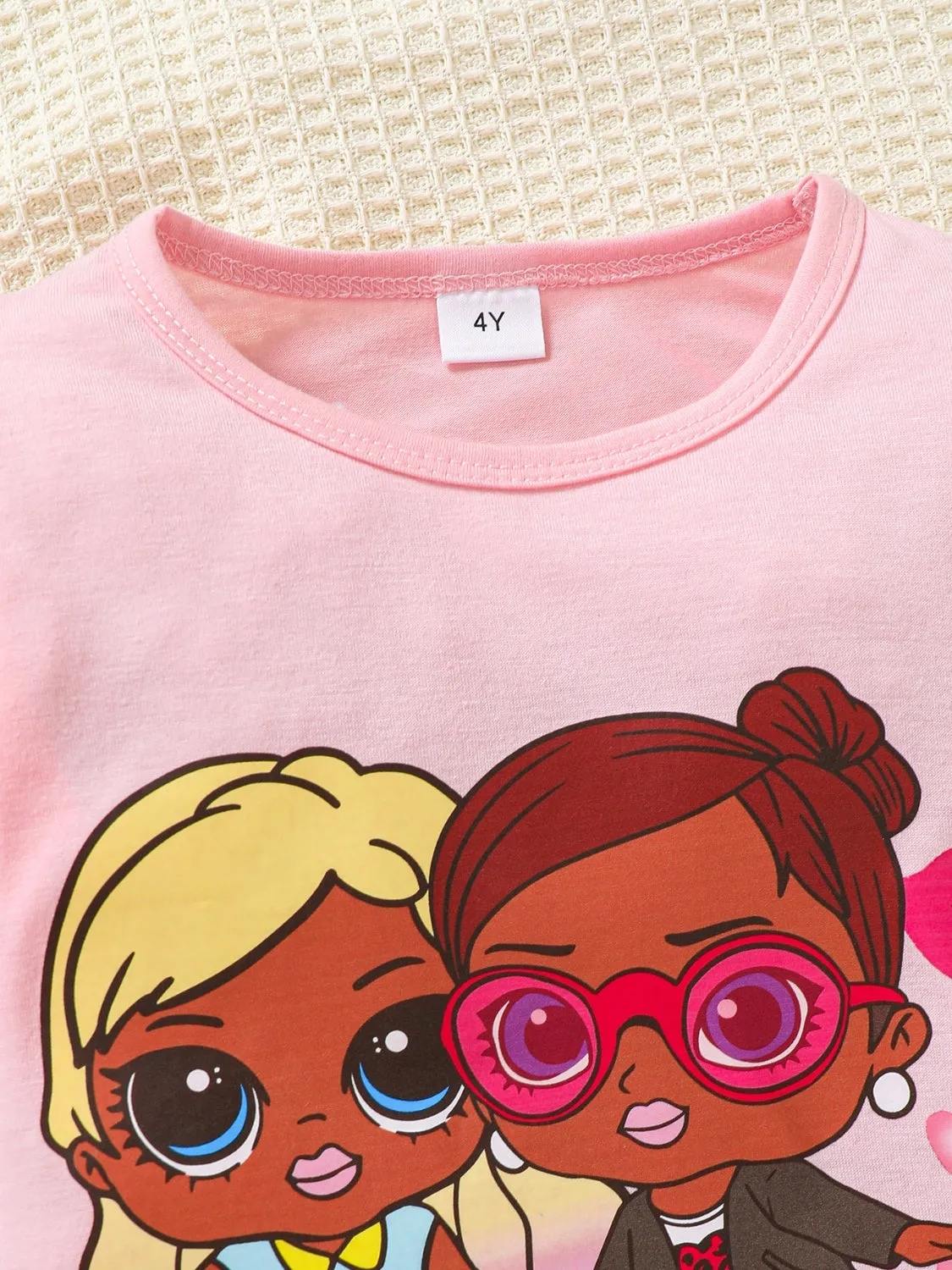 Children's Round Neck Graphic Top & Pants Set – Casual & Stylish