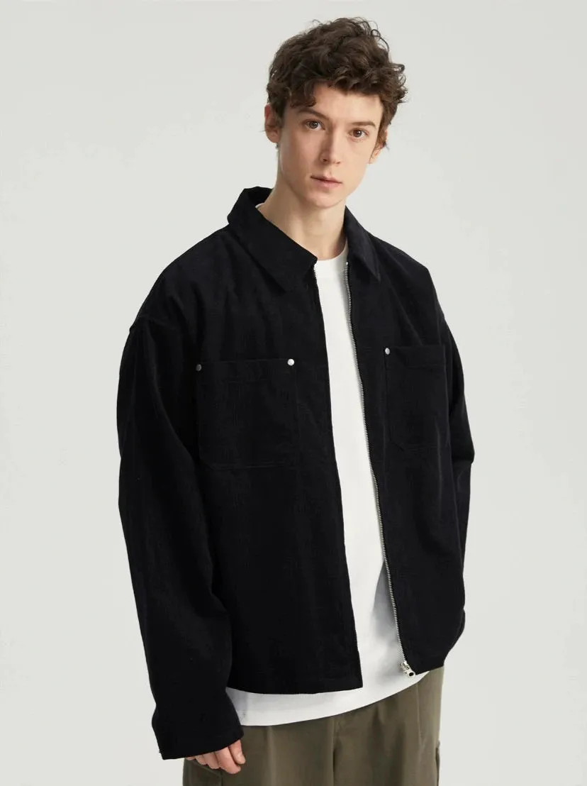 Corduroy Zip Jacket with Chest Pockets