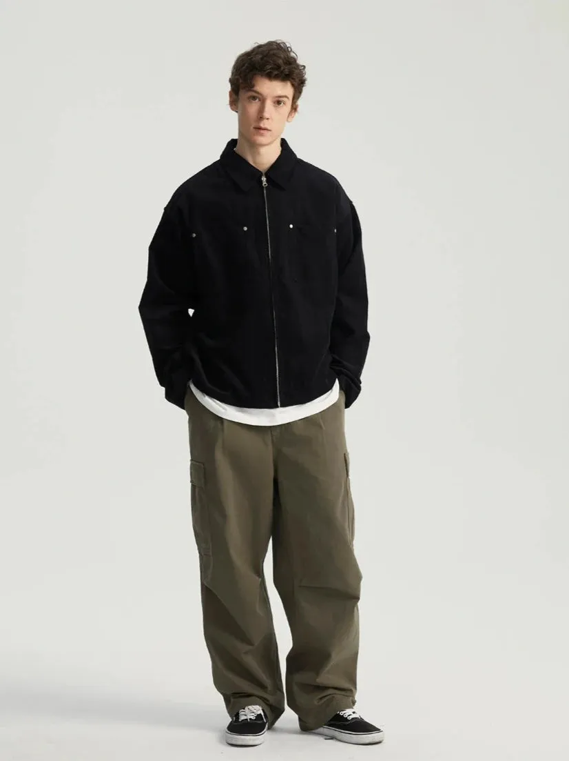 Corduroy Zip Jacket with Chest Pockets