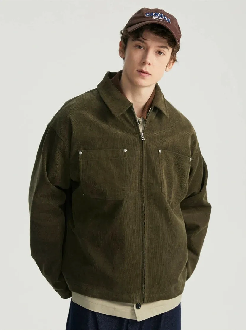 Corduroy Zip Jacket with Chest Pockets