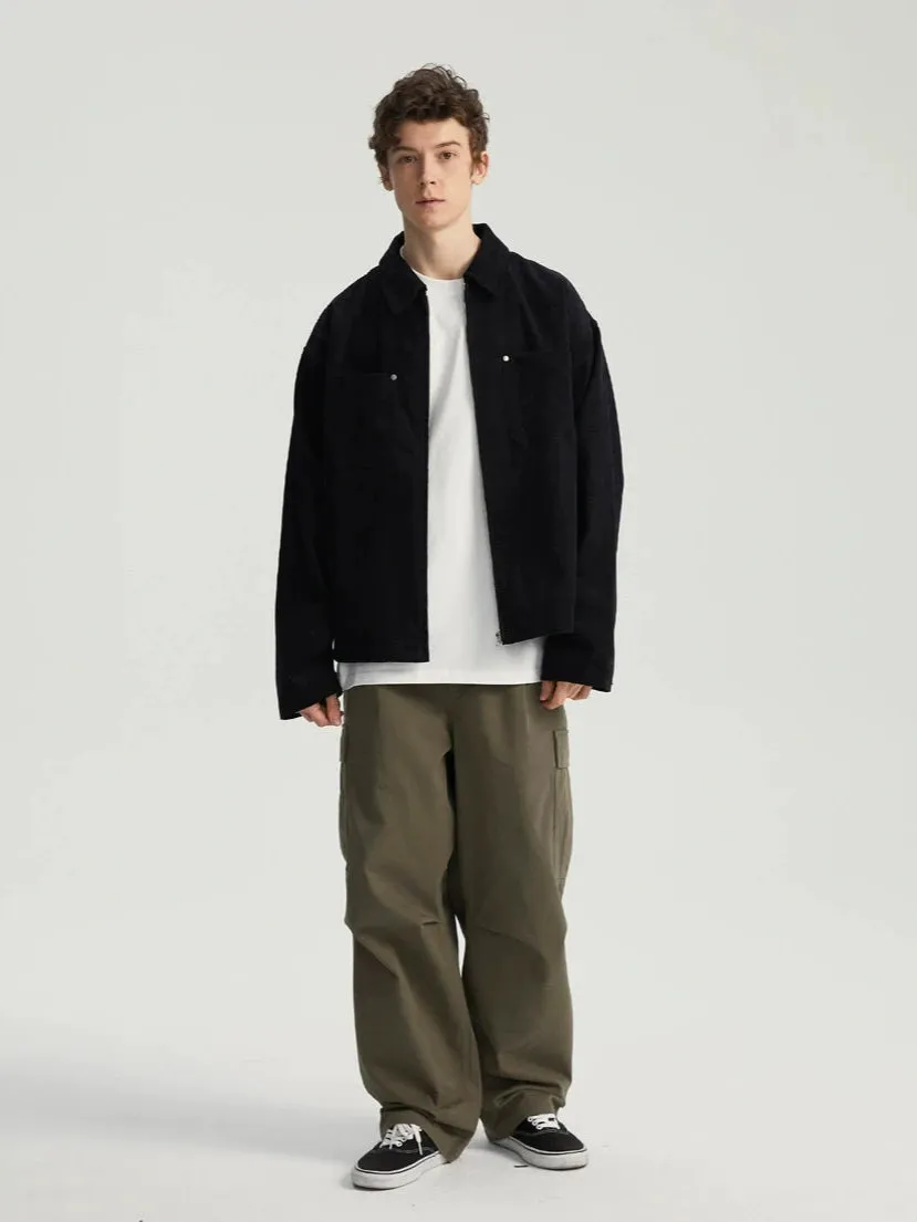 Corduroy Zip Jacket with Chest Pockets
