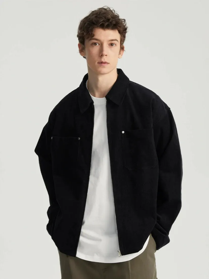 Corduroy Zip Jacket with Chest Pockets