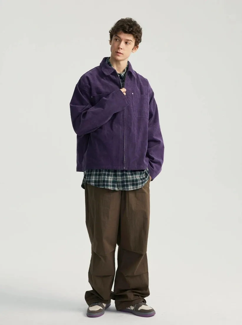 Corduroy Zip Jacket with Chest Pockets