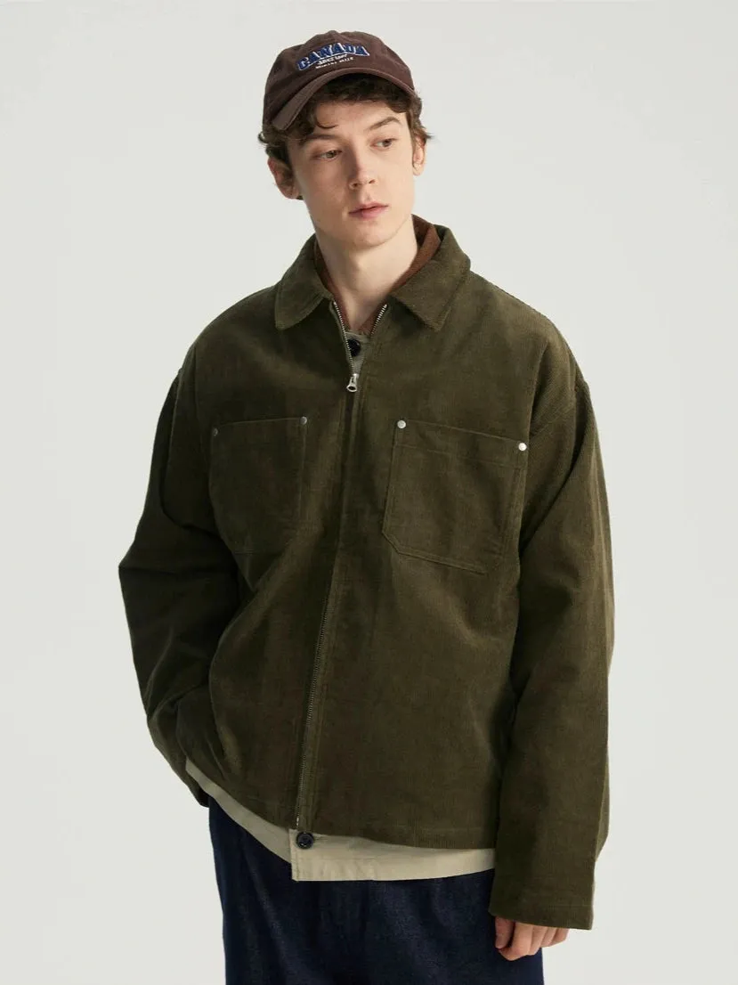 Corduroy Zip Jacket with Chest Pockets