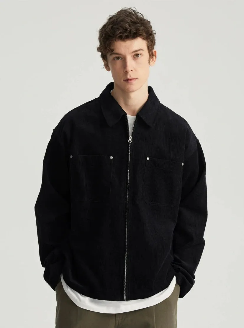 Corduroy Zip Jacket with Chest Pockets