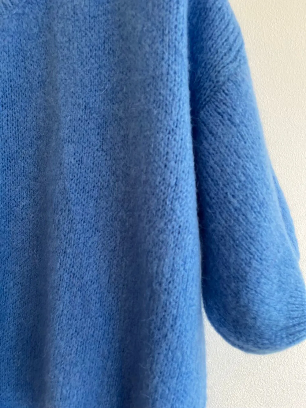 Cropped Sleeve Mohair Cardigan Cornflower Blue