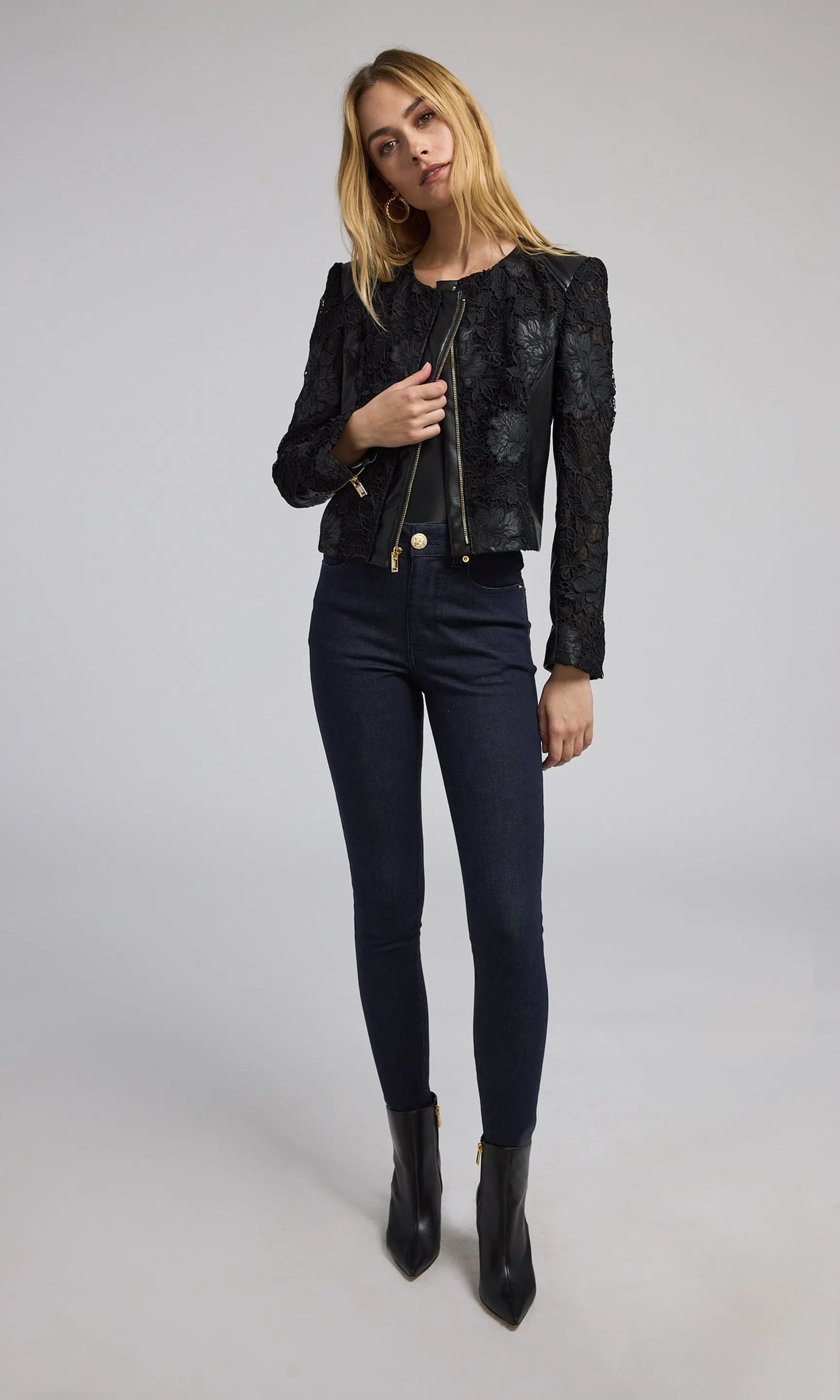 Dalma Vegan Leather Guipure Jacket