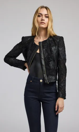 Dalma Vegan Leather Guipure Jacket
