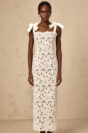 Eloise floral embroidery maxi dress in White