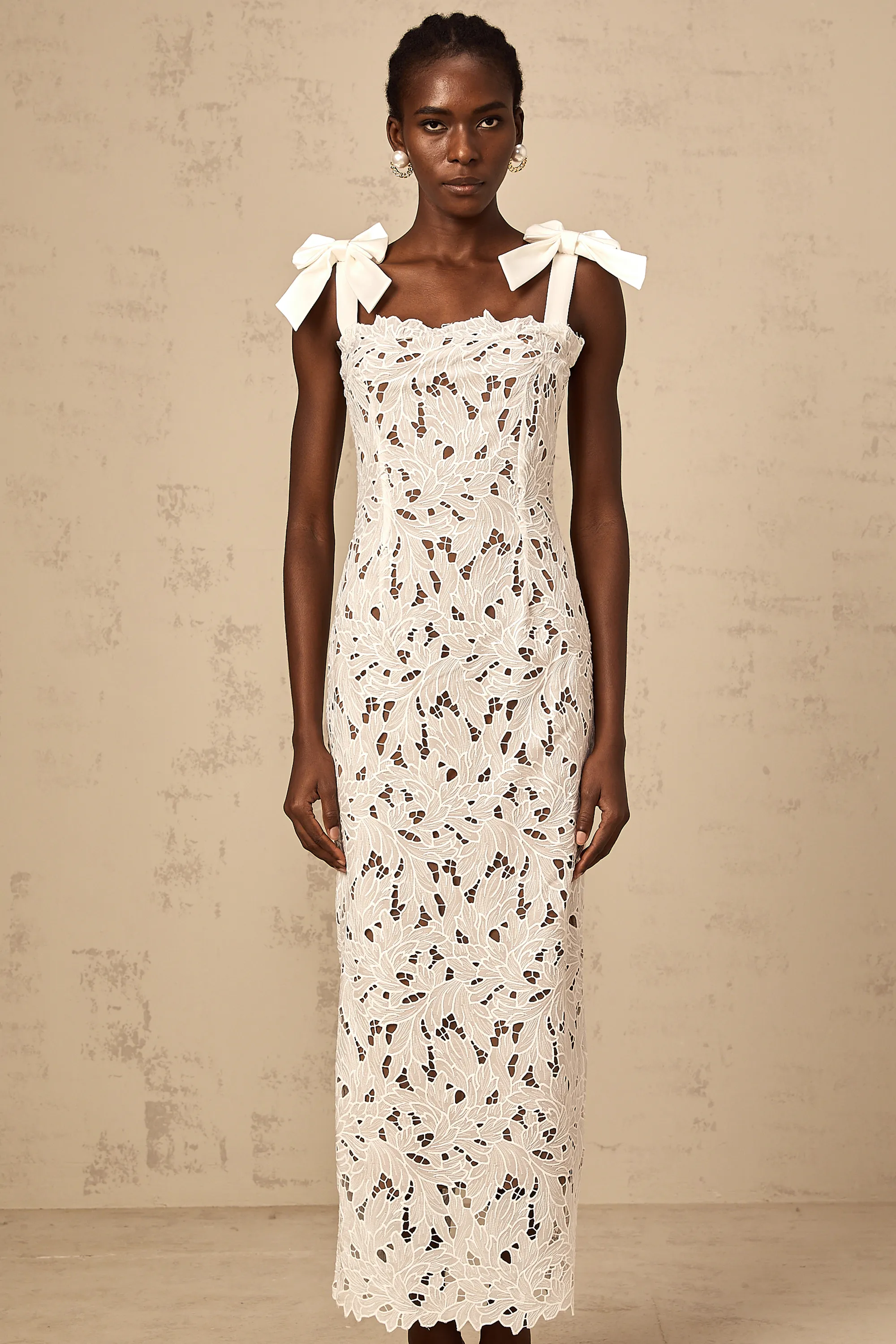 Eloise floral embroidery maxi dress in White