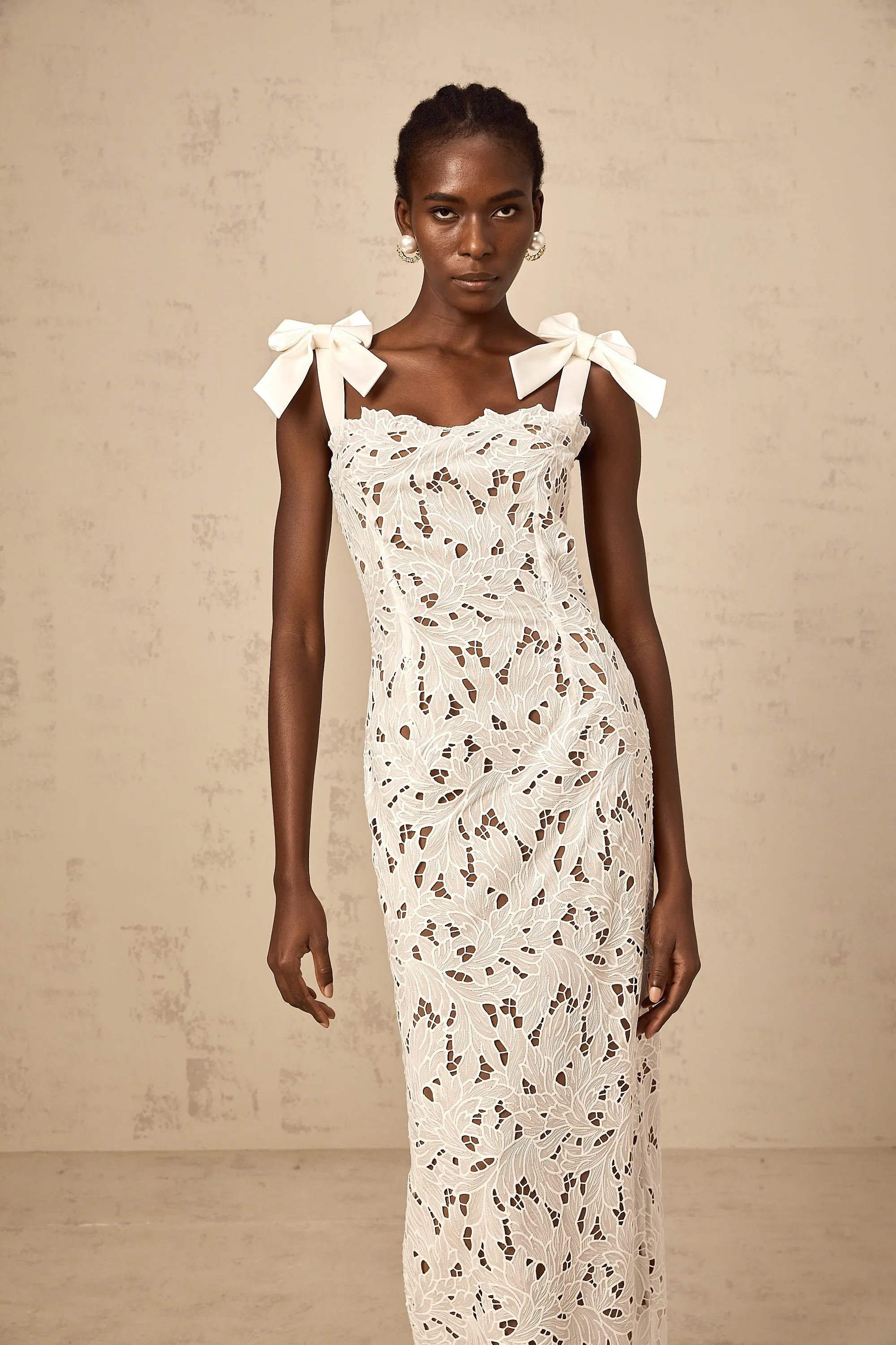 Eloise floral embroidery maxi dress in White