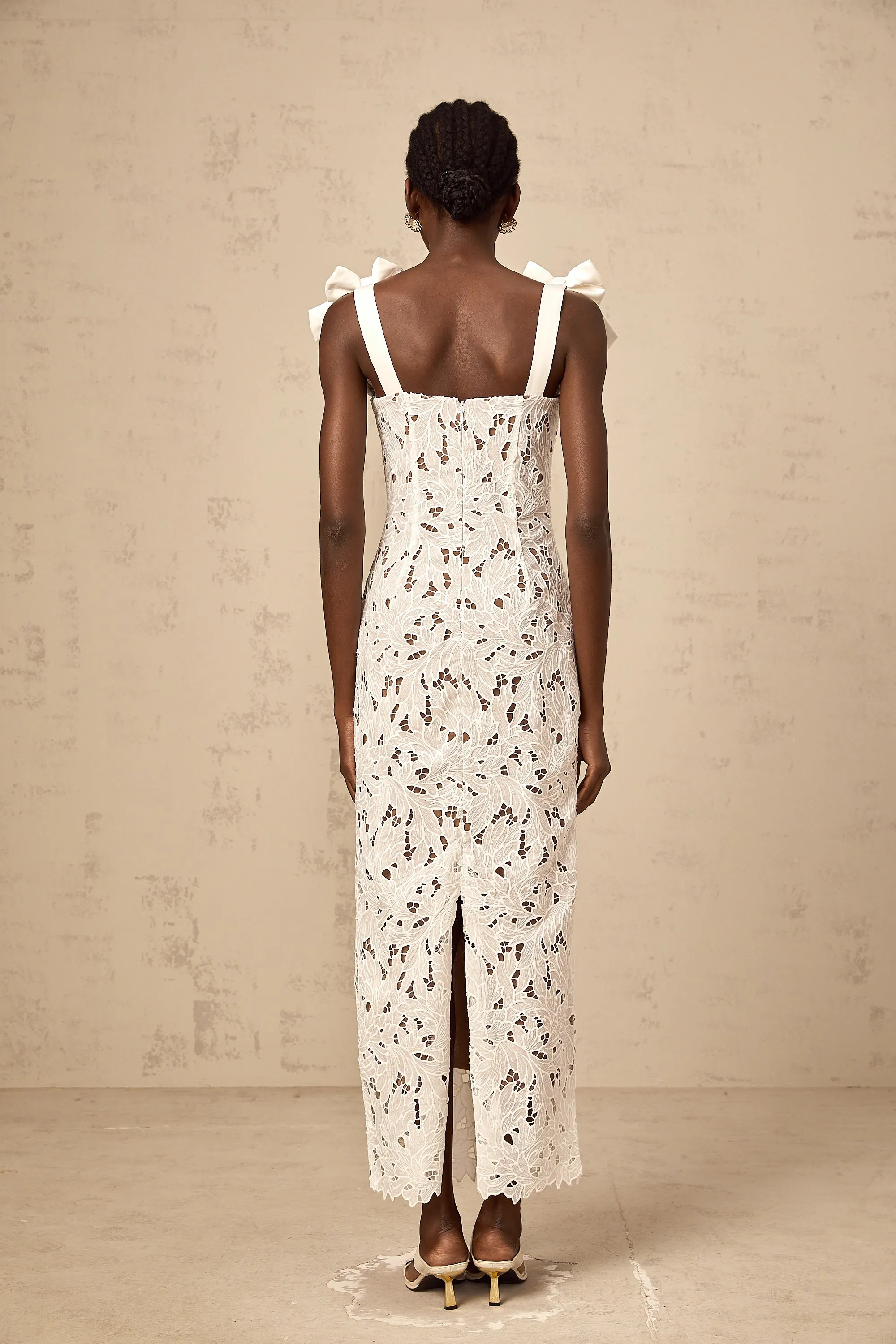 Eloise floral embroidery maxi dress in White