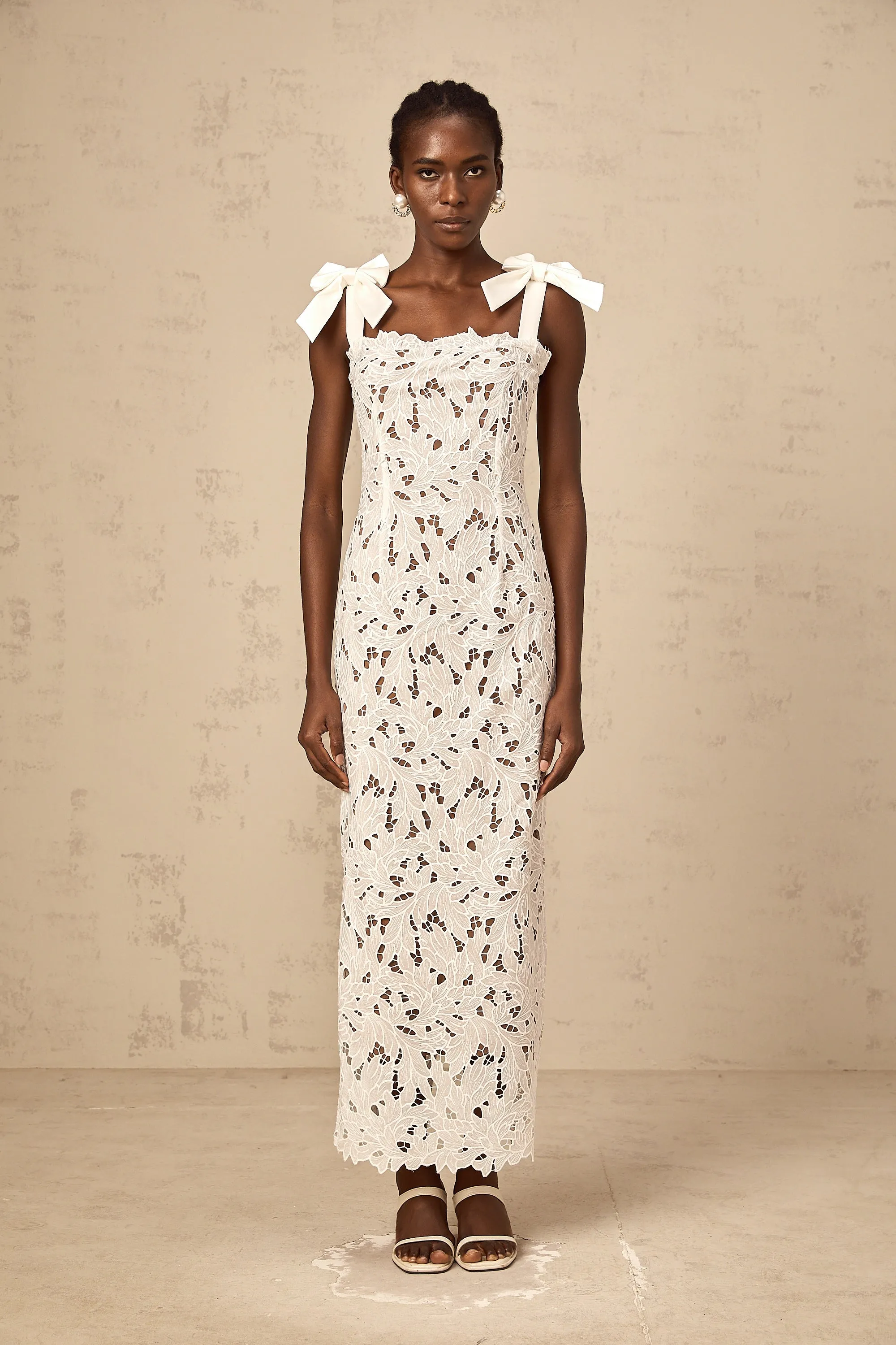 Eloise floral embroidery maxi dress in White