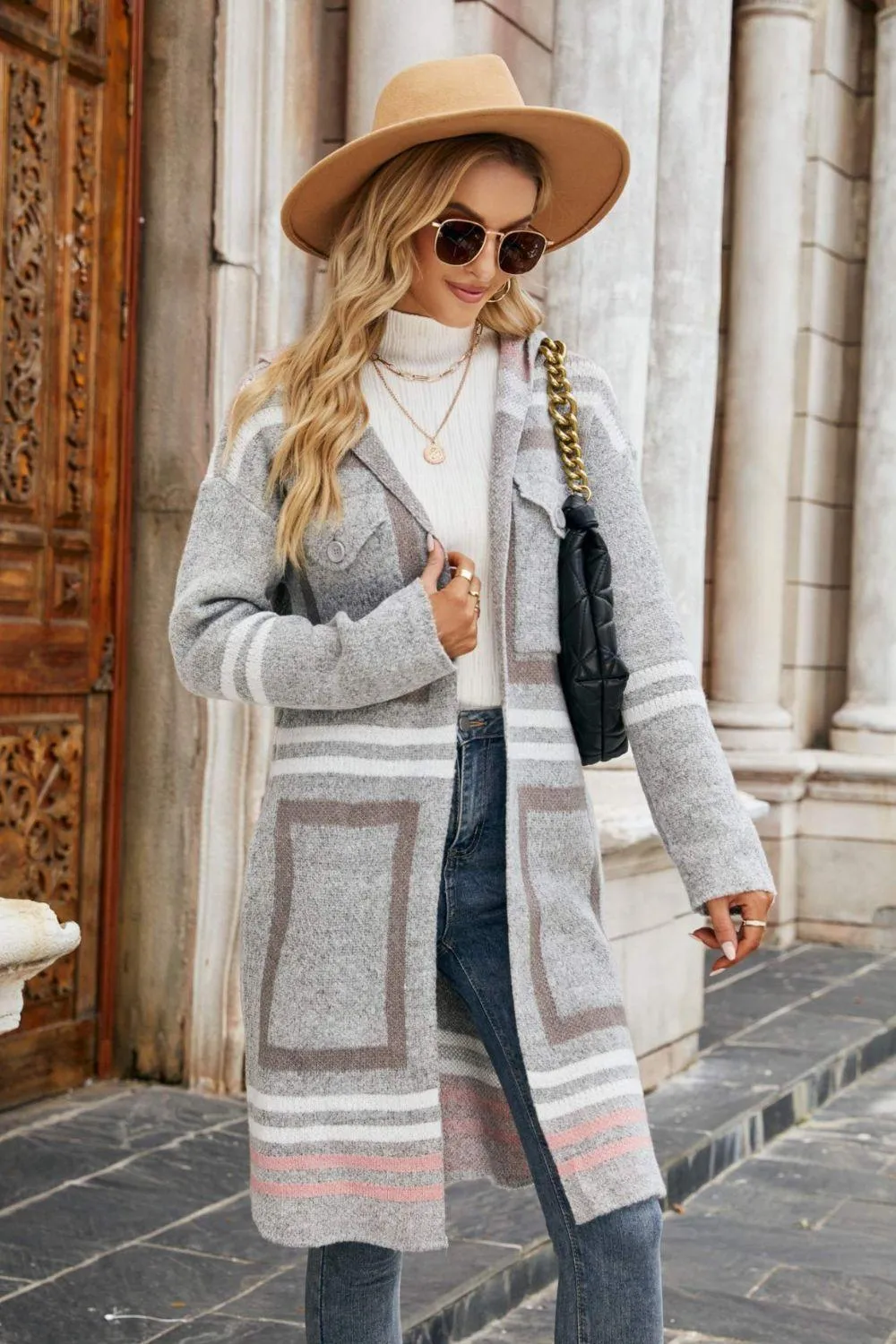 Extremely Good Printed Open Front Longline Hooded Cardigan