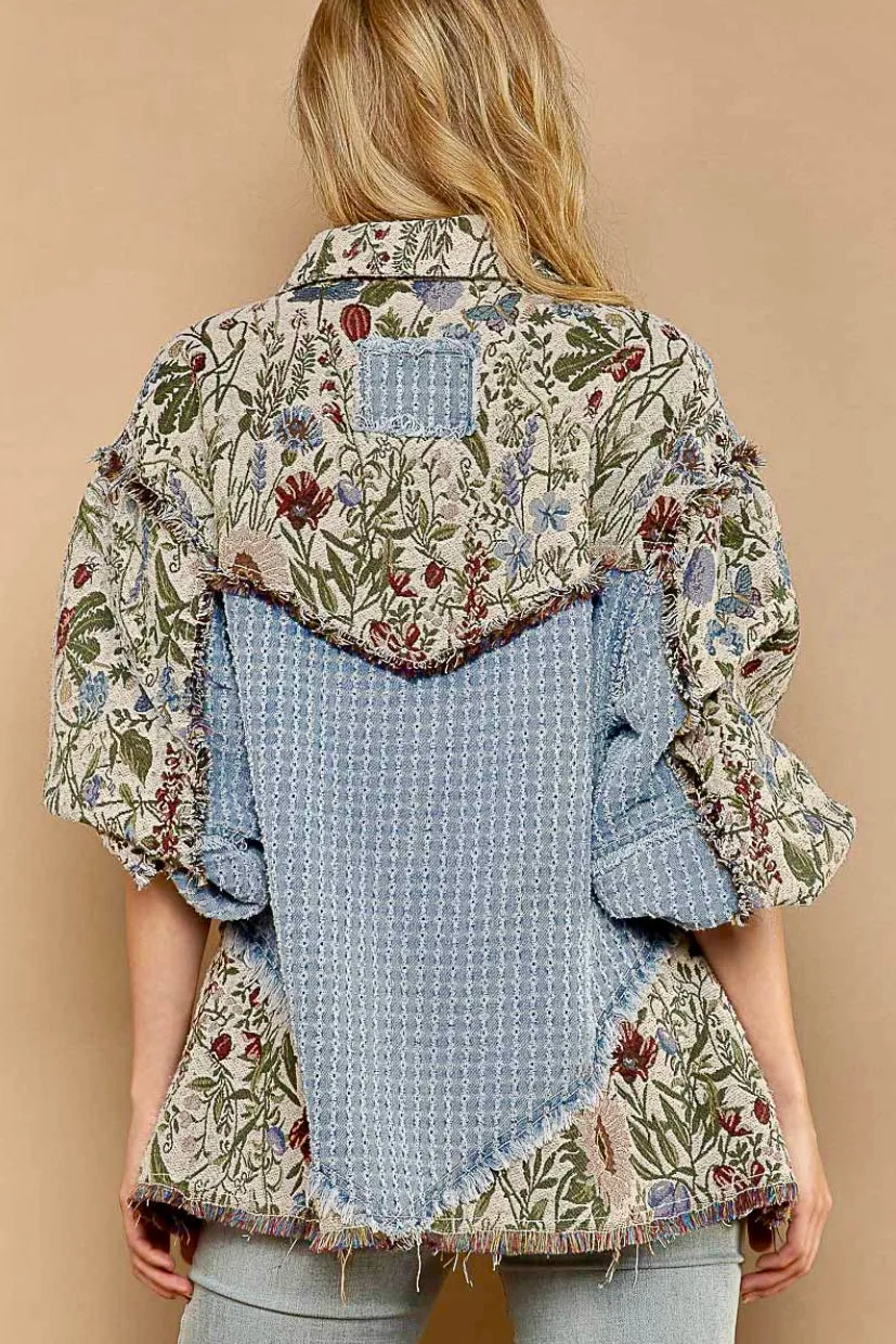 Falling For Blooms Denim & Floral Patchwork Jacket