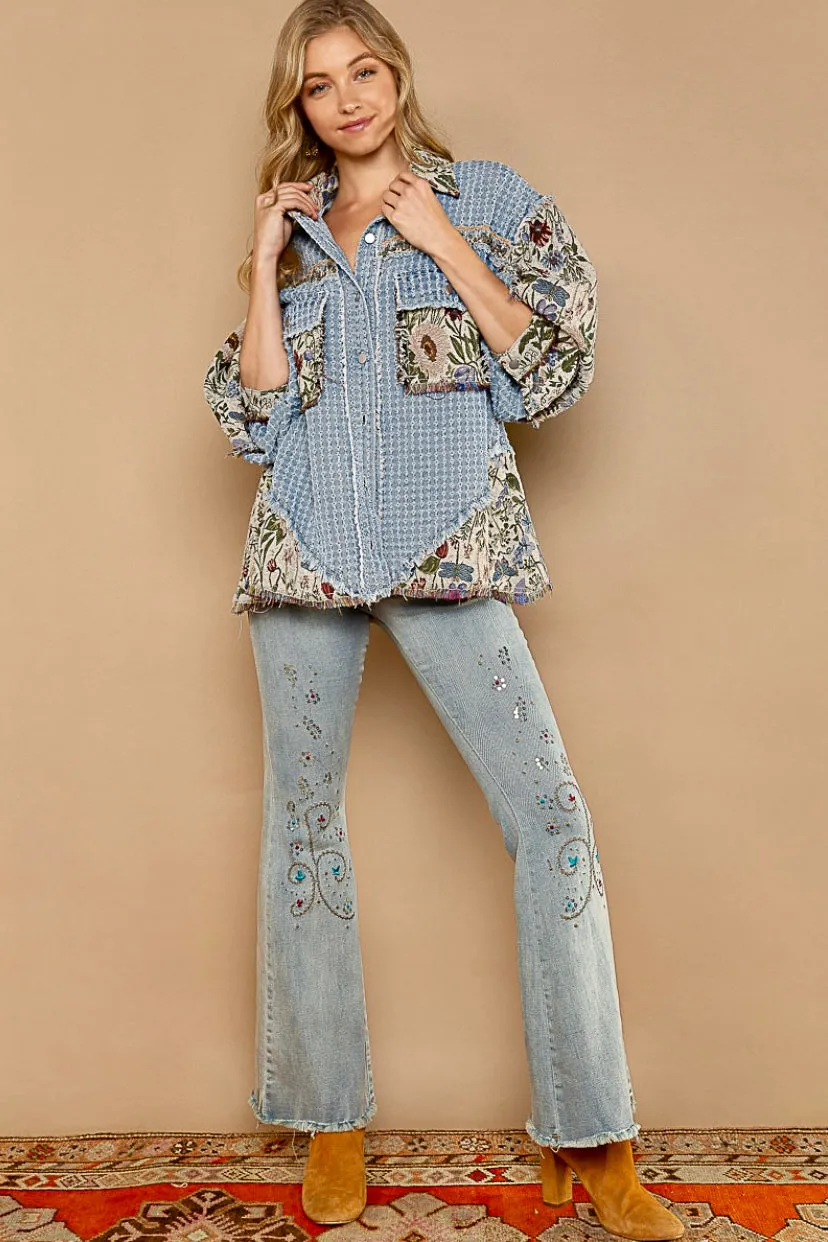Falling For Blooms Denim & Floral Patchwork Jacket