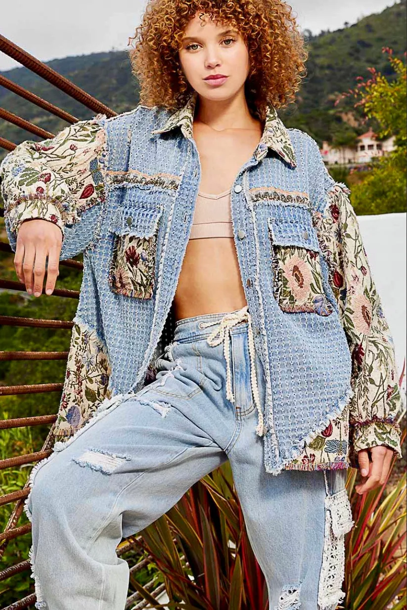 Falling For Blooms Denim & Floral Patchwork Jacket