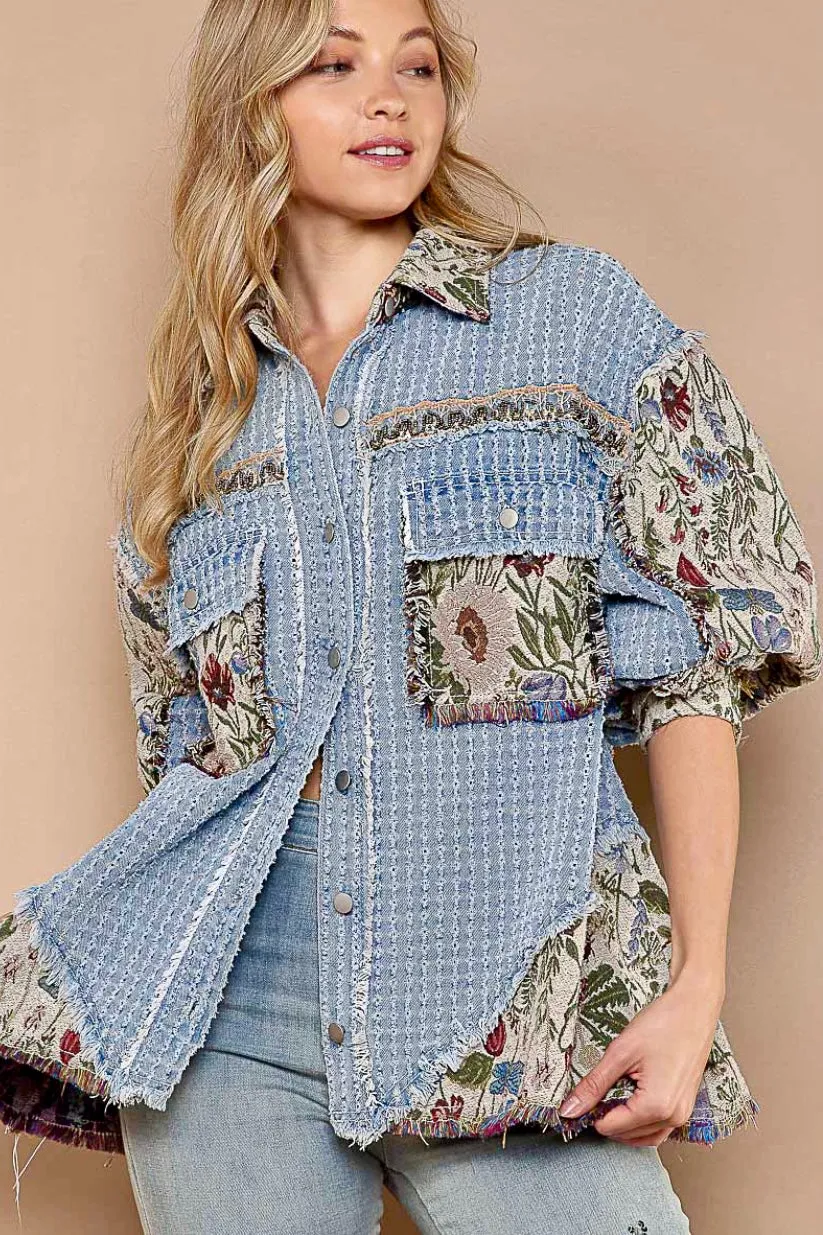 Falling For Blooms Denim & Floral Patchwork Jacket