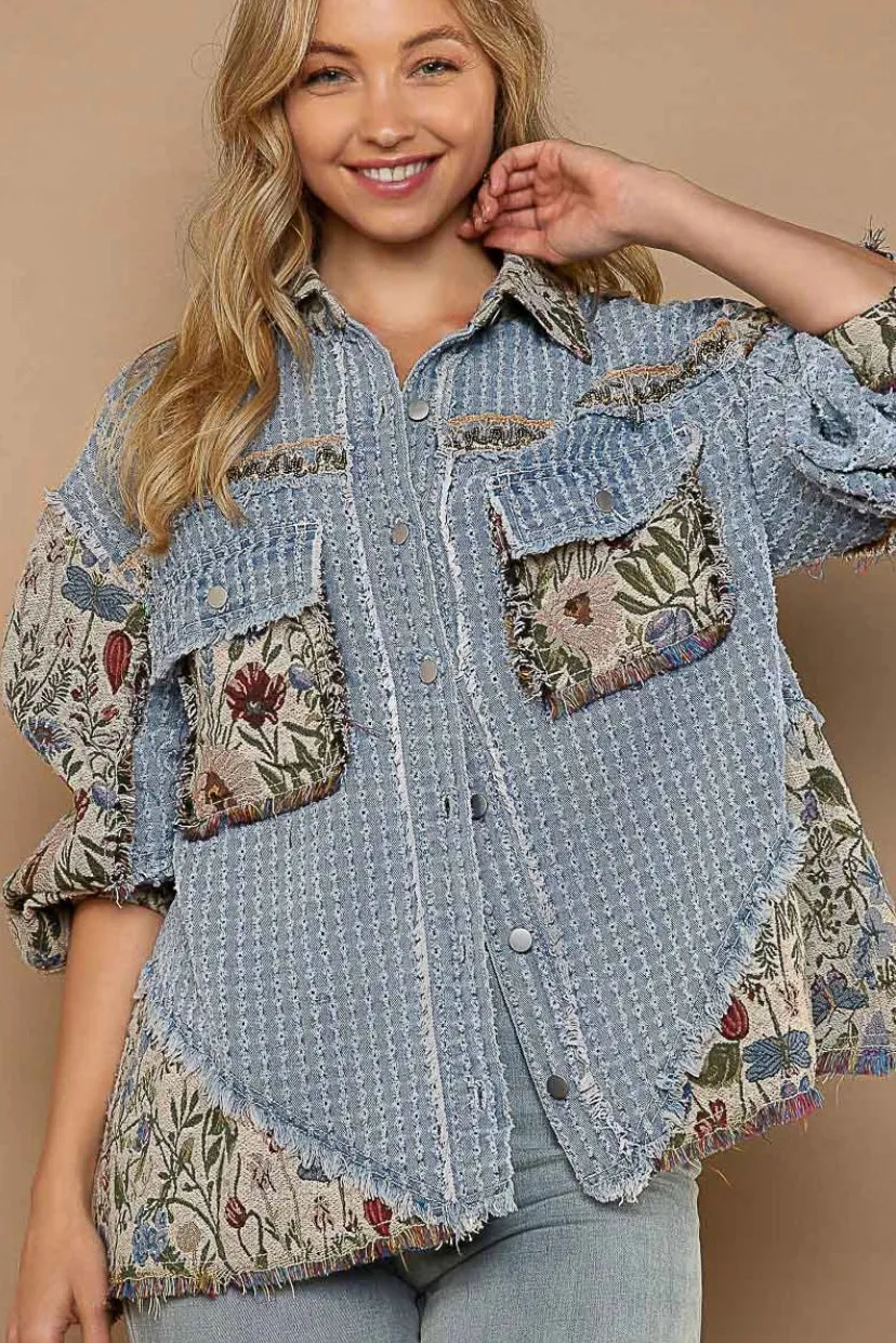 Falling For Blooms Denim & Floral Patchwork Jacket