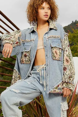 Falling For Blooms Denim & Floral Patchwork Jacket
