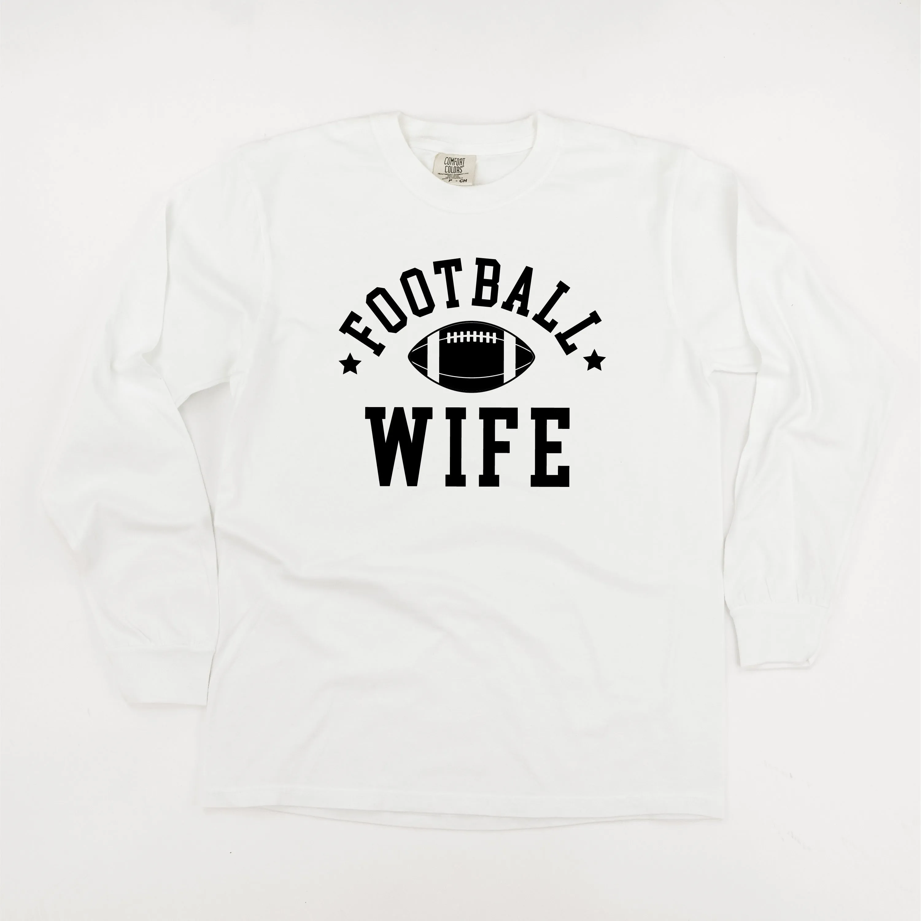 Football Wife (Stars) - LONG SLEEVE COMFORT COLORS TEE