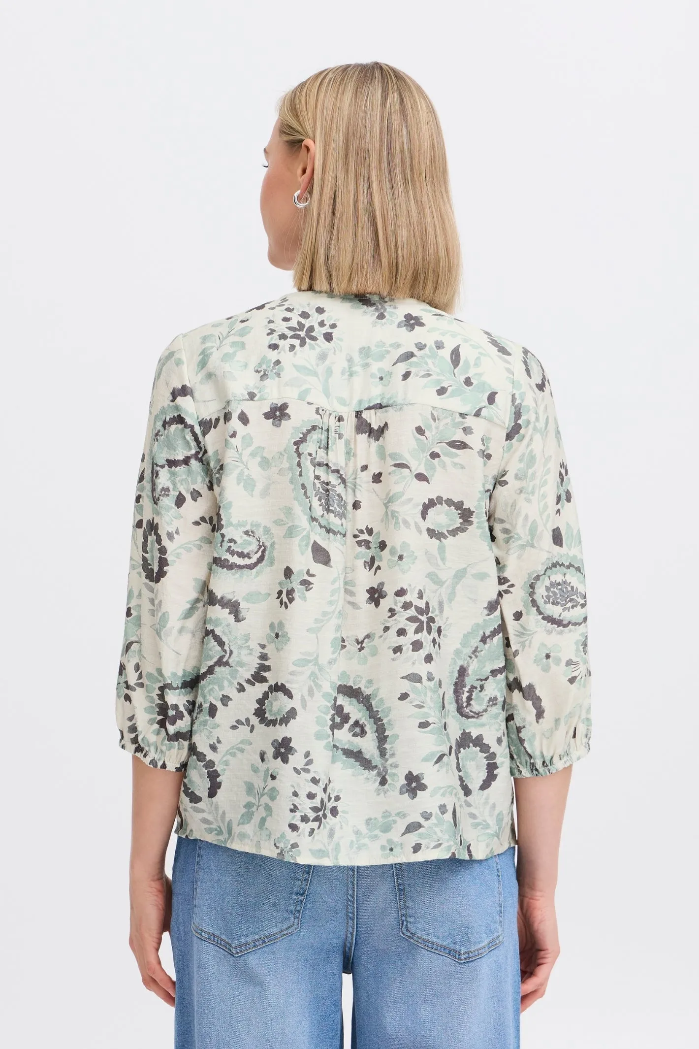 Fransa 20615424 Frariana Frosty Green Patterned Blouse