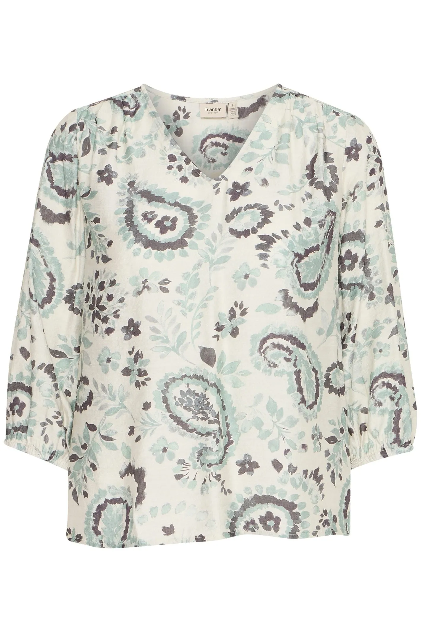 Fransa 20615424 Frariana Frosty Green Patterned Blouse