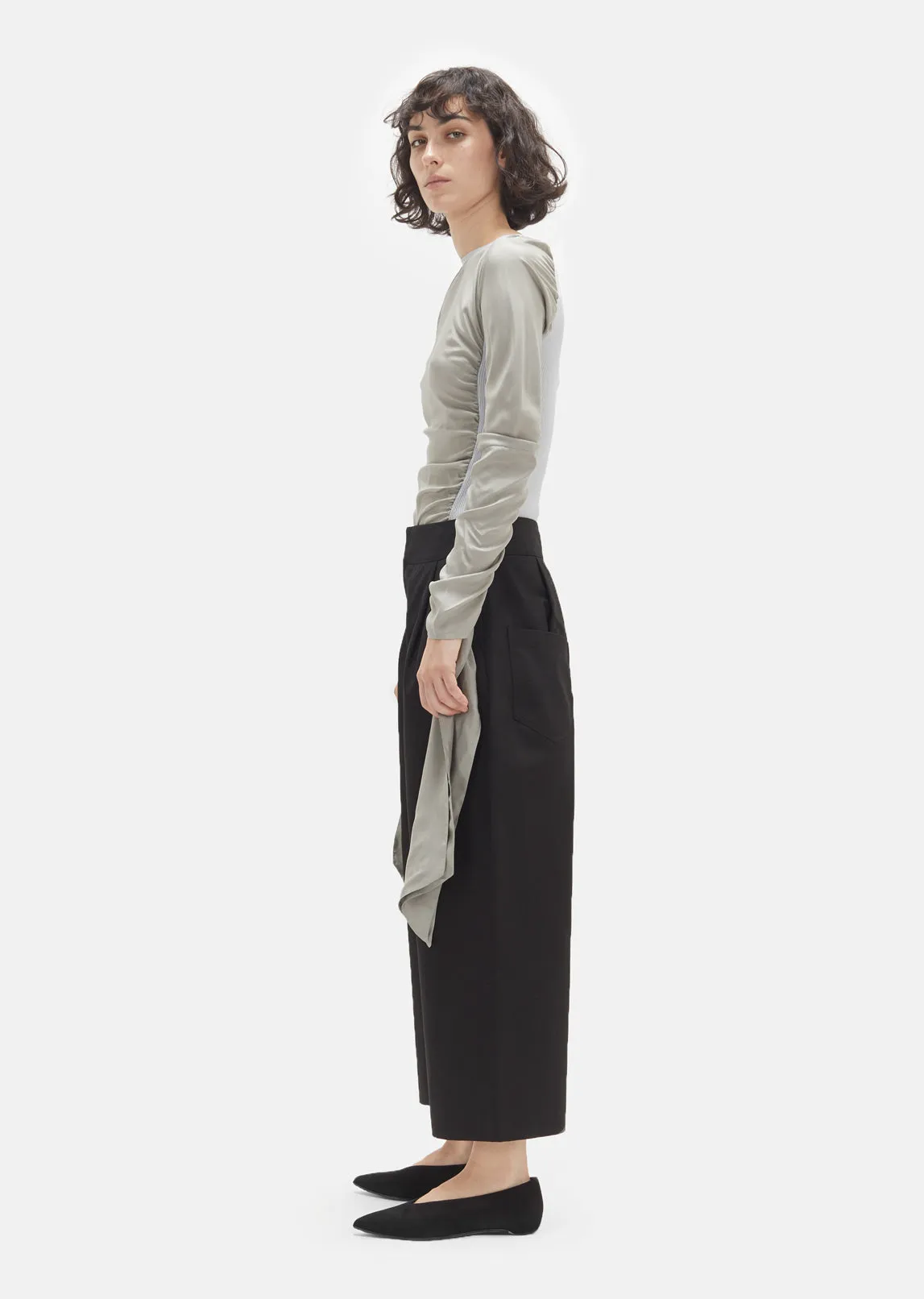 Gathered Silk Crepe Sweater