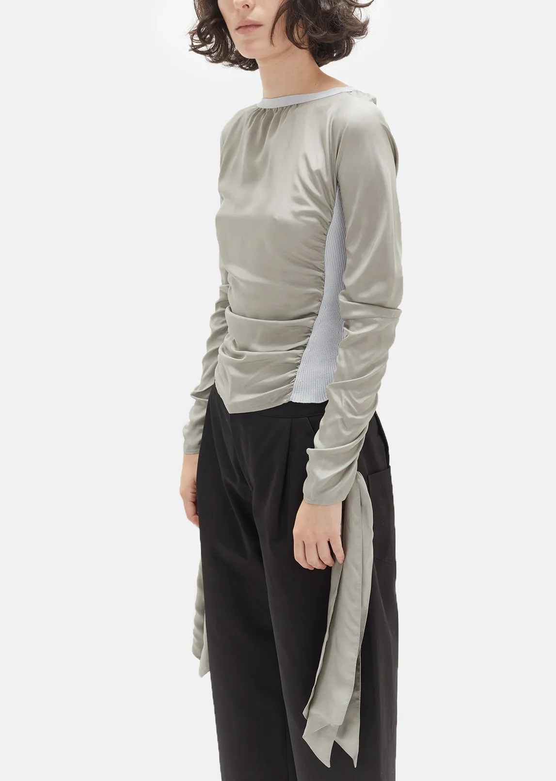 Gathered Silk Crepe Sweater