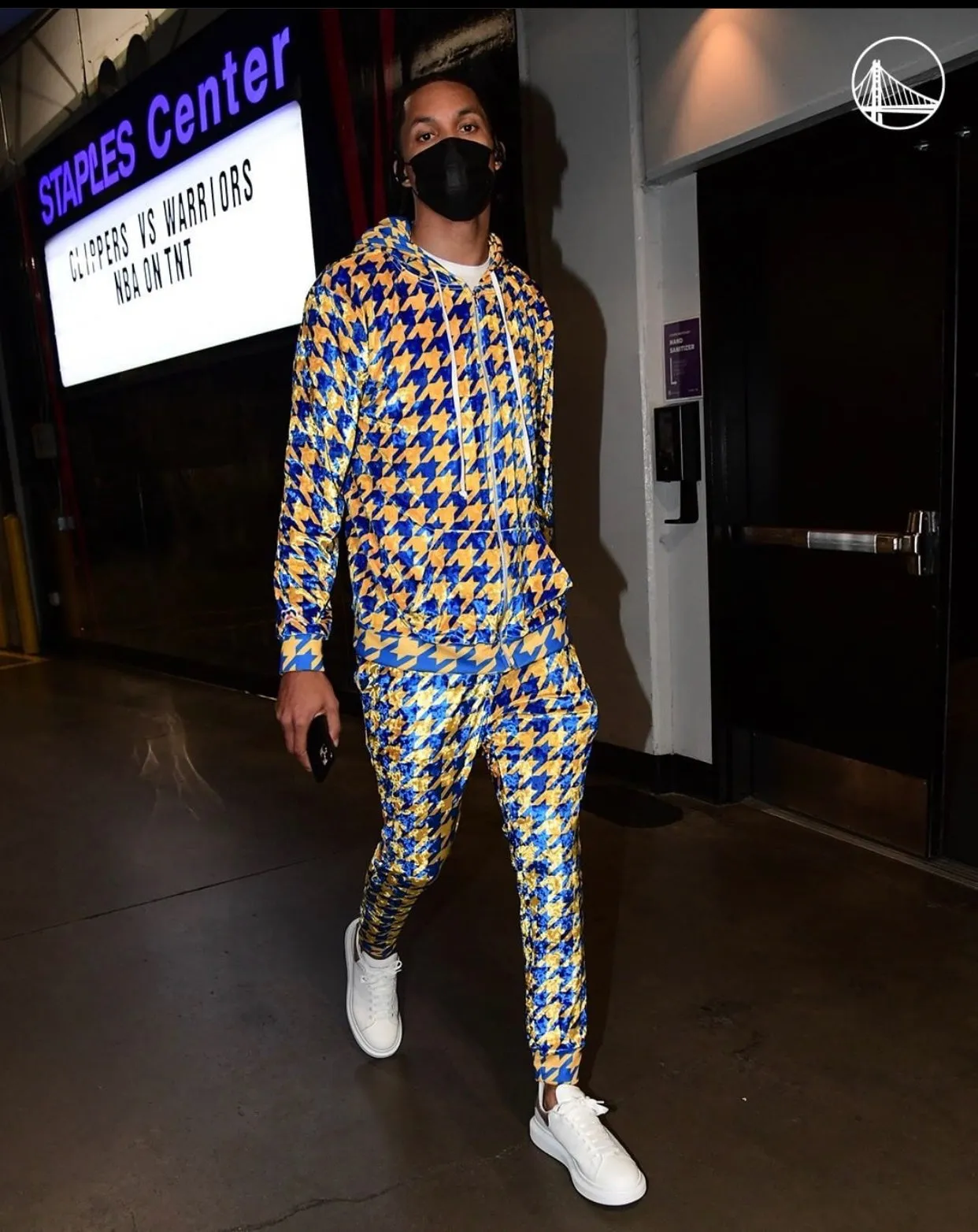 Gold and Blue Houndstooth Jogger