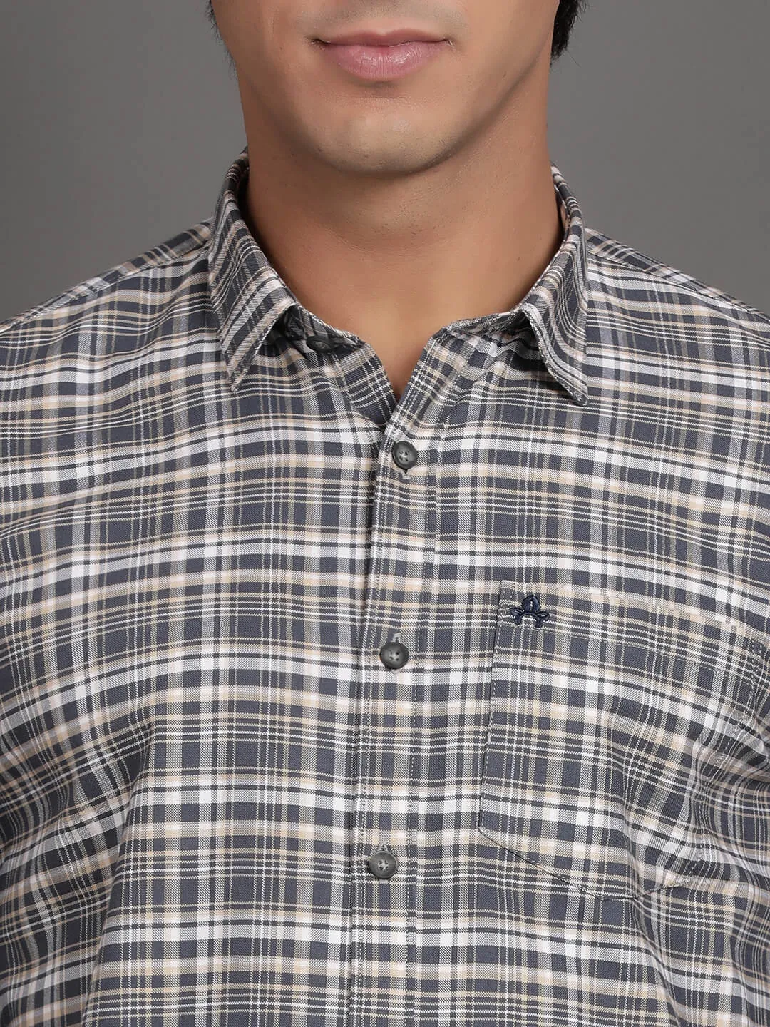 Grey and White Checks Casual Shirt (GBHM3006)