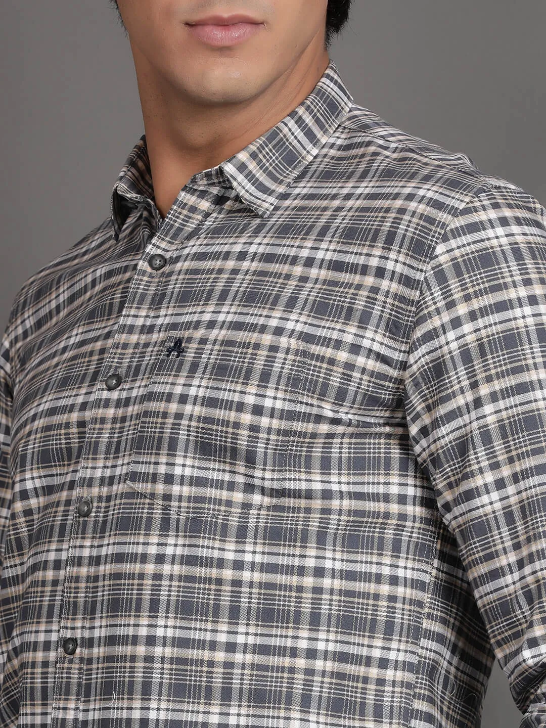 Grey and White Checks Casual Shirt (GBHM3006)