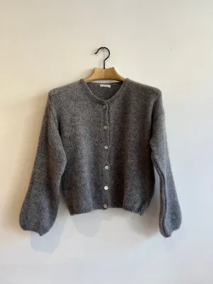 Grey Long Sleeve Mohair Cardigan