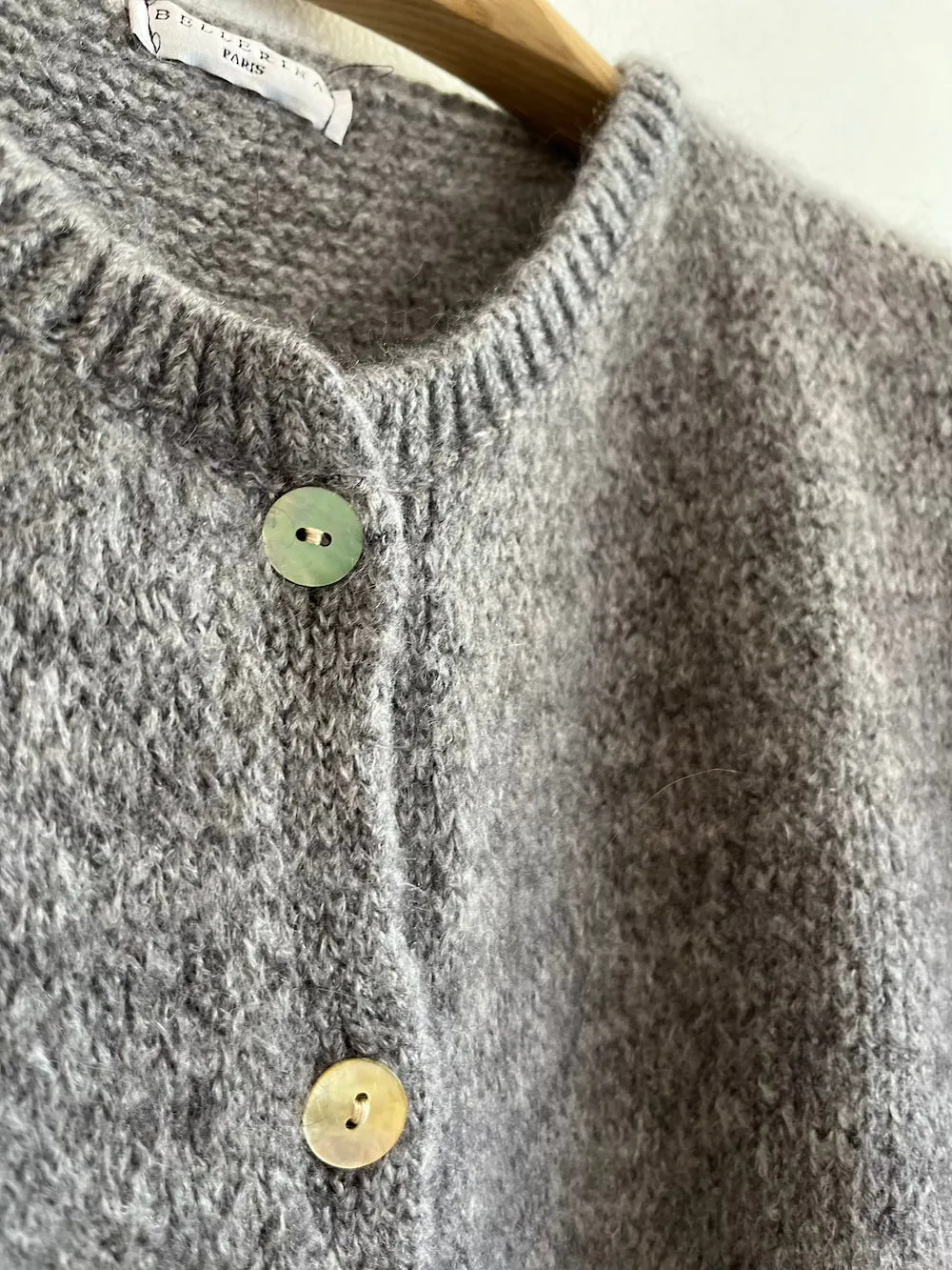 Grey Long Sleeve Mohair Cardigan