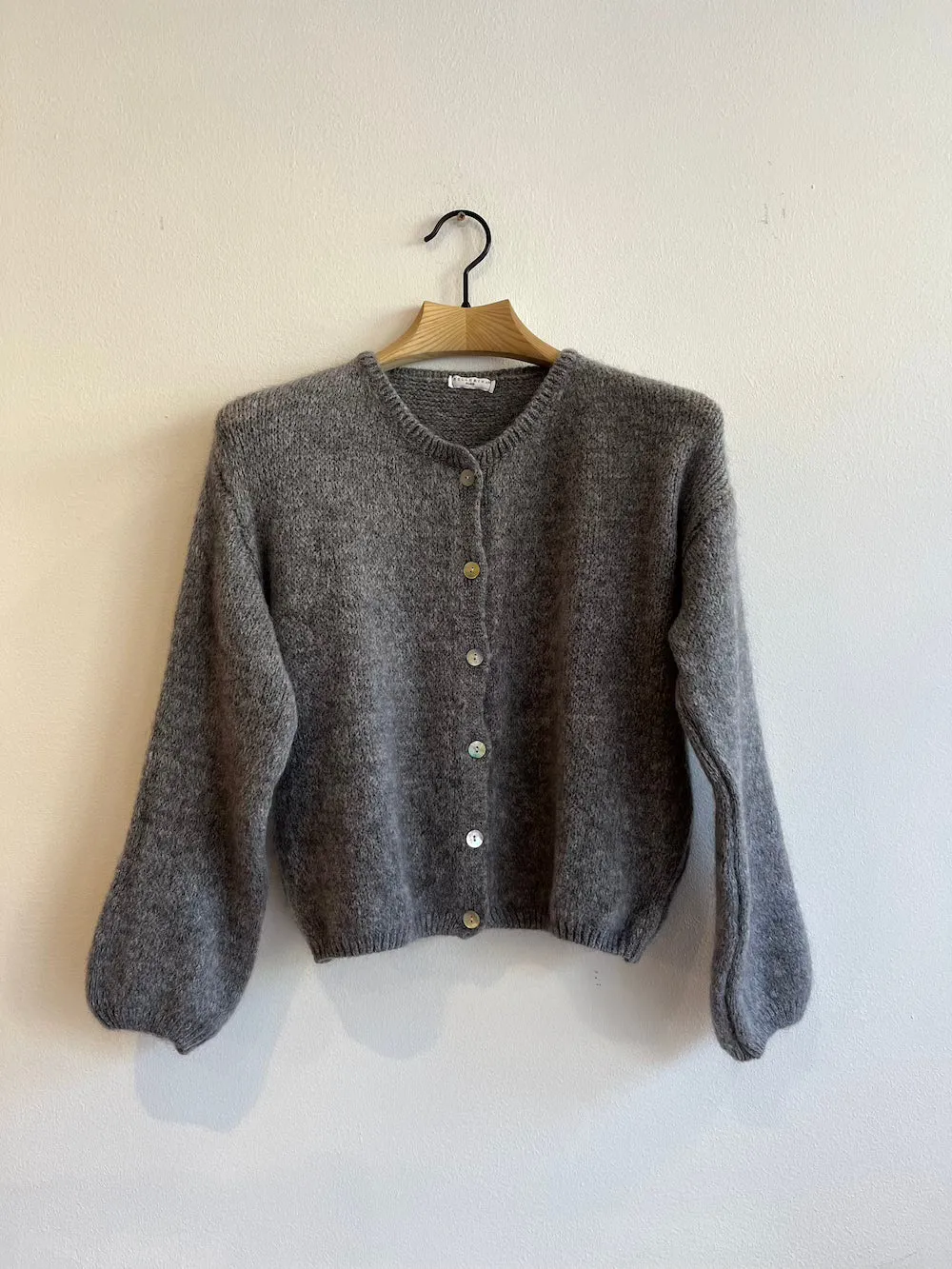 Grey Long Sleeve Mohair Cardigan