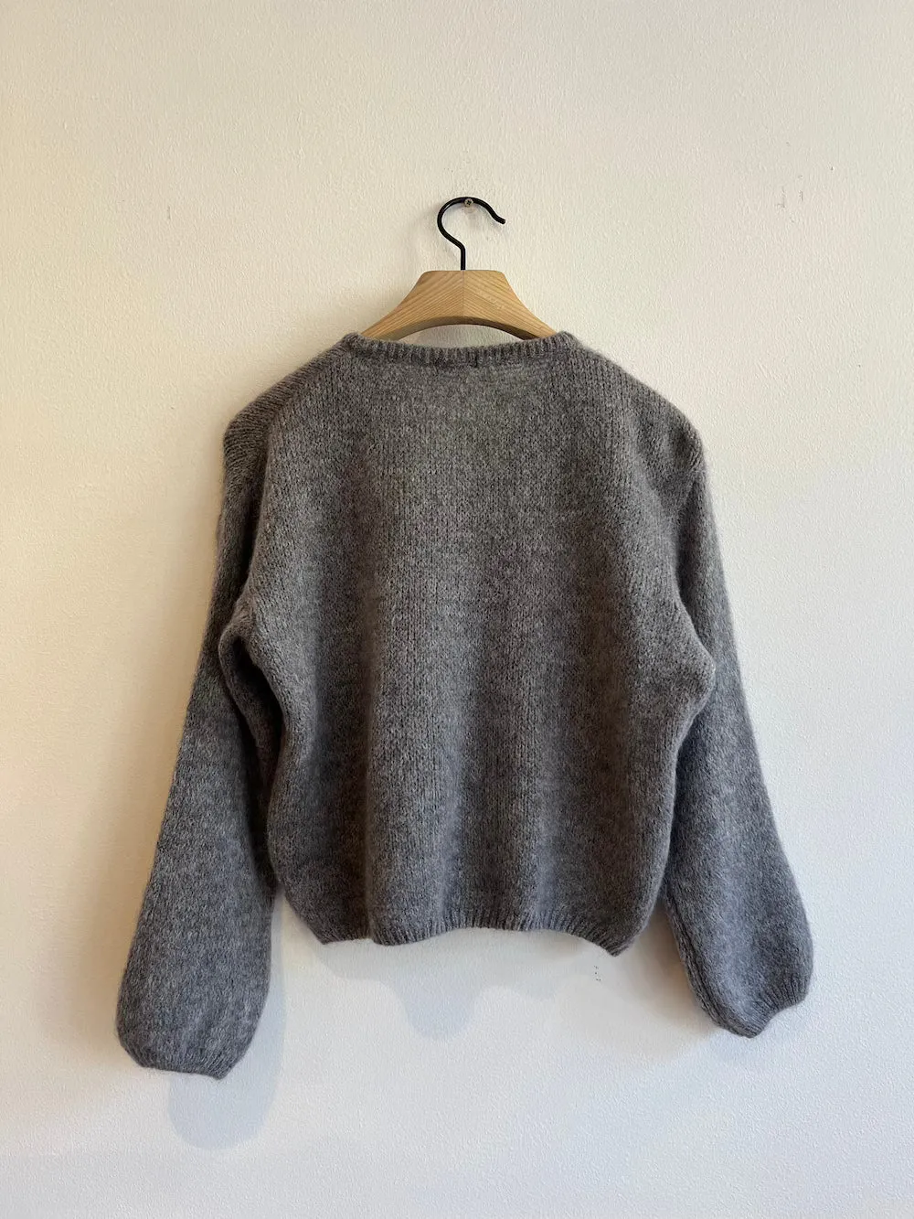 Grey Long Sleeve Mohair Cardigan